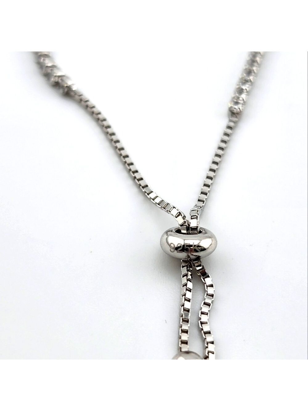 Elegant Silver Cross Adjastable Bracelet Stamped 925 with cubic zirconia stones - Picture 3 of 5